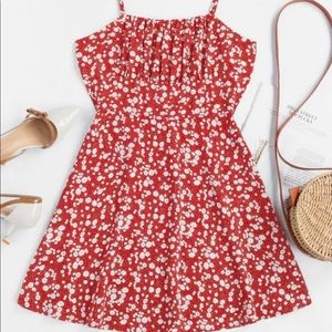 ZAFUL Tiny Floral Empire Waist Flare Dress